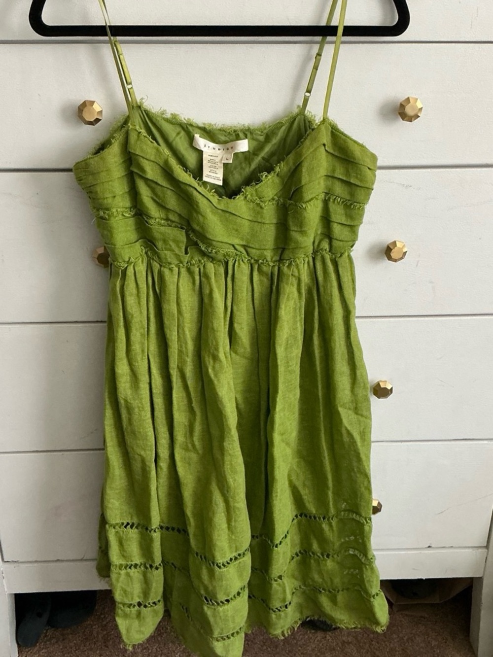 Studio M Olive Green Tiered Spaghetti-Strap Kids Dress